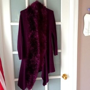 Fancy Once 1 Again Purple Passion Knit Sweater Cardigan with Asymetrical Front